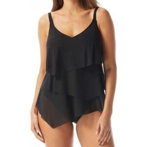 Coco Reef Black Flourish Tier Mesh UW Tankini Top 36C NWT